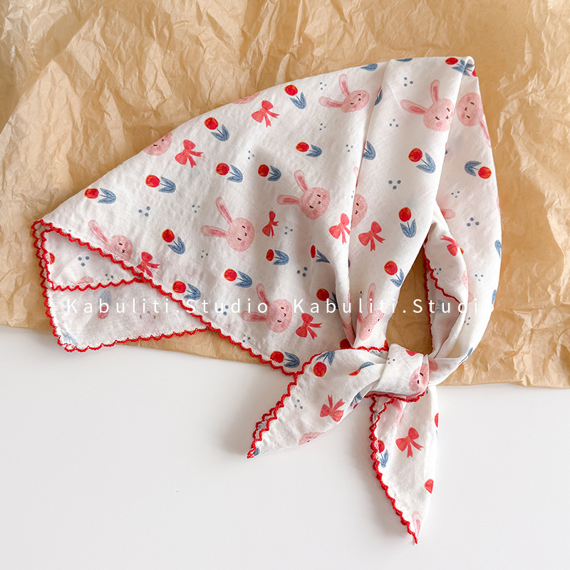 Face Scarf Mask - Kwadratowa chusta z bawełny i lnu,