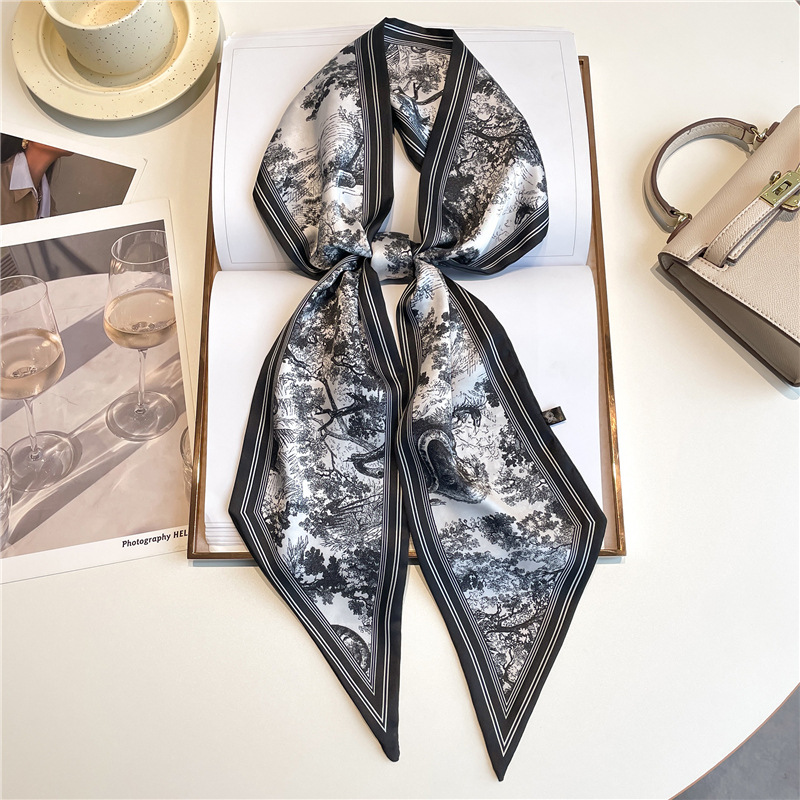 Silk Neck Scarf - Luksusowe długie apaszki, cienkie opaski do