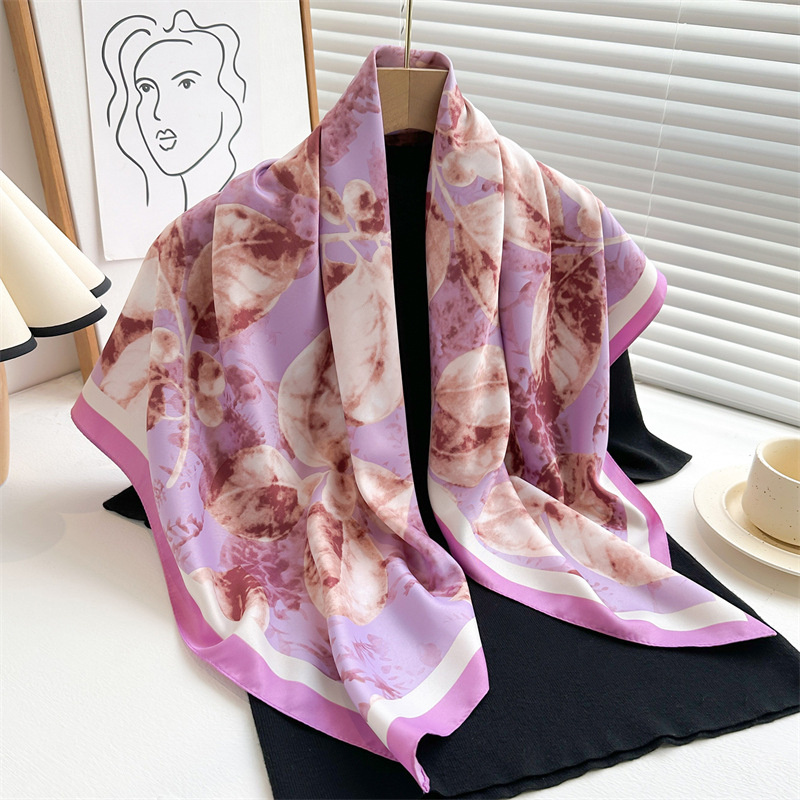 Scarf Silk Square - Retro 90cm drukowany duży kwadratowy szalik