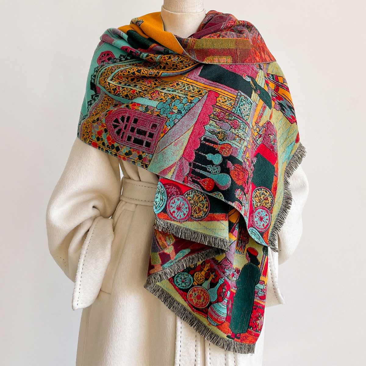 Damski szal z imitacji kaszmir – Woven Scarf Blanket recenzja i cena