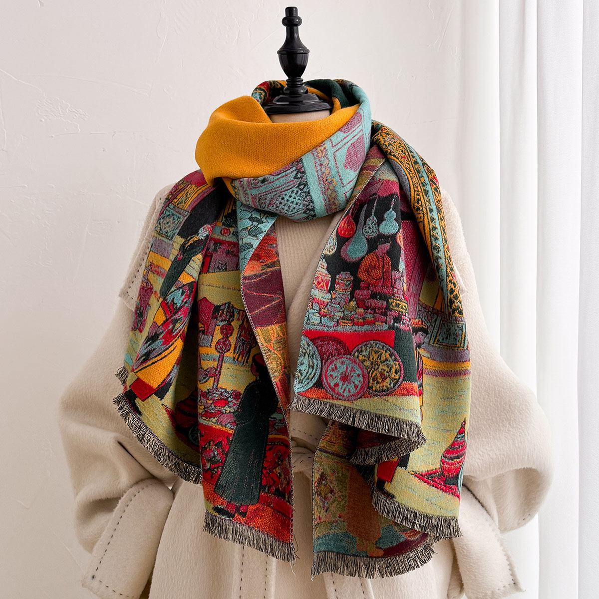 Damski szal z imitacji kaszmir – Woven Scarf Blanket recenzja i cena